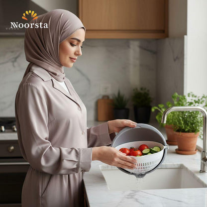 مصفاة أكوا الدوارة لغسيل الخضار والمكرونة - Smart Aqua Rotary Strainer by Hobby Life - Noorsta