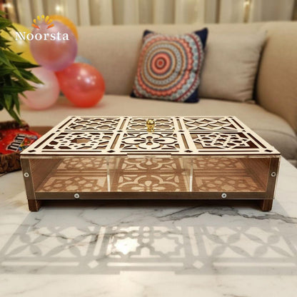 Arabesque Heritage Wooden Serving Box with Acrylic Front