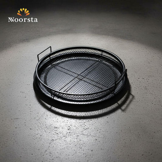 Noir Industrial Round Wire Mesh Serving Tray with Handles
