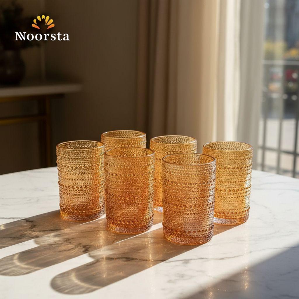 طقم شوب وكوبايات كريستال بلمعة دهب جهاز العروسة - Radiant 24K Gold-Tone Crystal Tumbler Set - Noorsta