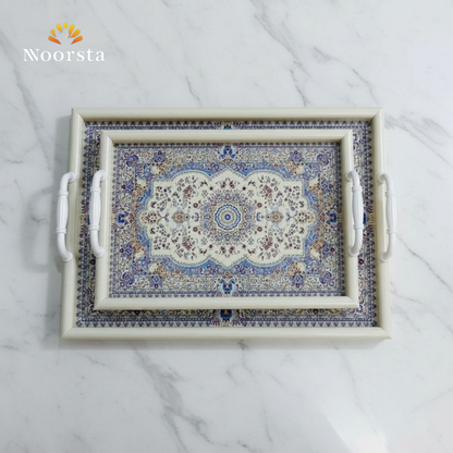 طقم صواني تقديم خشب شيك للضيوف - Authentic Indonesian Pattern Wooden Serving Tray Set - Noorsta