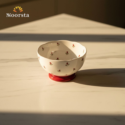 بولة بورسلين شيك للشوربة والسلطة - Elegant Floral Porcelain Serving Bowl - Noorsta