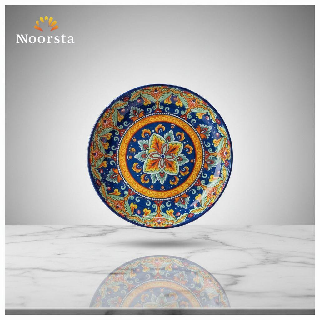 طبق غرف بورسلين بتصميم أندلسي مقاس 20 سم - Authentic Andalusian Porcelain Serving Plate 20cm - Noorsta
