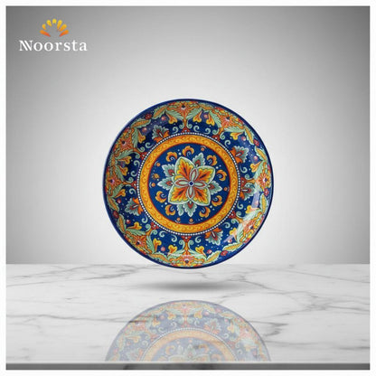 طبق غرف بورسلين بتصميم أندلسي مقاس 20 سم - Authentic Andalusian Porcelain Serving Plate 20cm - Noorsta