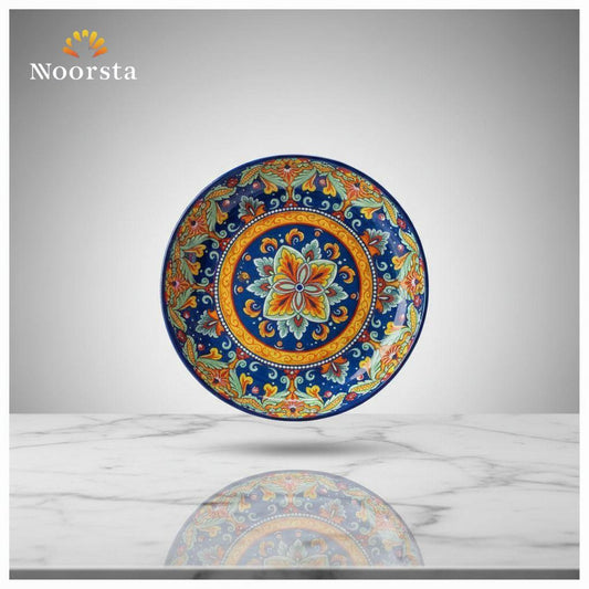 طبق غرف بورسلين بتصميم أندلسي مقاس 20 سم - Authentic Andalusian Porcelain Serving Plate 20cm - Noorsta