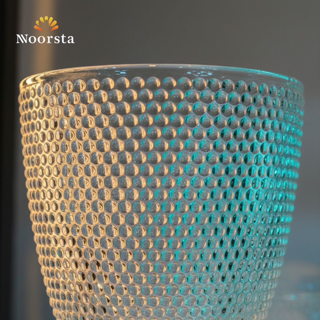 طقم كوبايات زجاج شيك 6 قطع للعصاير والمشروبات - Elegant Beaded Clear Glass Juice Set 6 Pieces - Noorsta