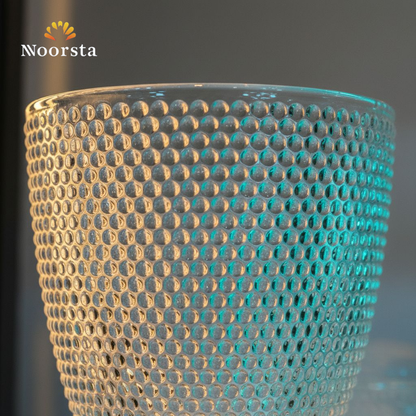 طقم كوبايات زجاج شيك 6 قطع للعصاير والمشروبات - Elegant Beaded Clear Glass Juice Set 6 Pieces - Noorsta