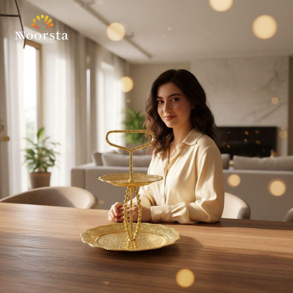 شيالة كحك وحلويات ذهبي 3 أدوار - Luxury 3-Tier Gold Serving Stand - Noorsta