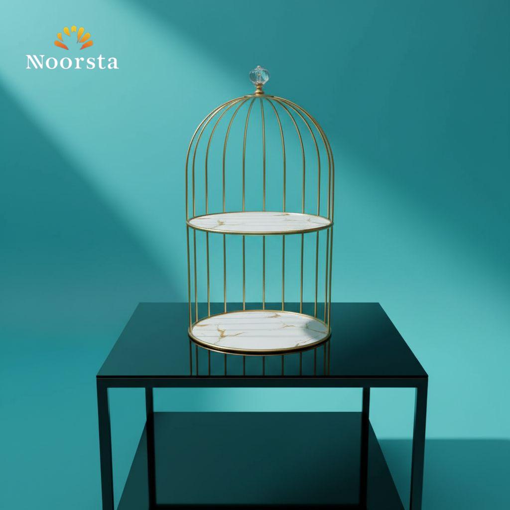 ستاند تقديم دهبي رخام - Gold Birdcage Serving Stand - Noorsta