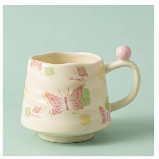 Chic Porcelain Butterfly Mug - 350ml