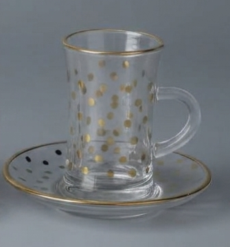 Elegant Gold-Rimmed Glass Tea Set (12 Pieces)