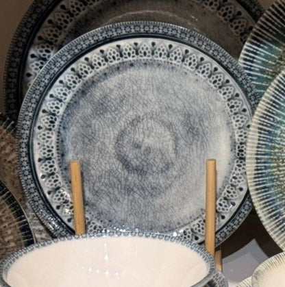 Authentic Turkish 3D Embossed Porcelain Dinner Set (24 Pieces)