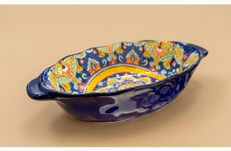 Authentic Andalusian Porcelain Deep Oval Dish