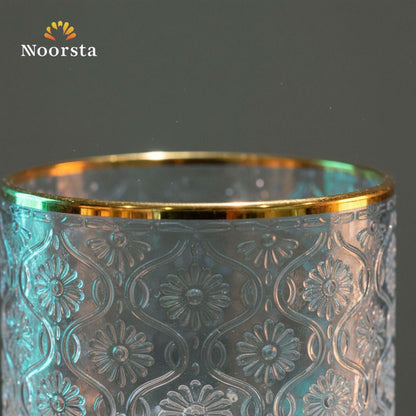 طقم كوبايات زجاج منقوش بحافة دهبي - Royal Vintage Gold Rimmed Glass Set - Noorsta